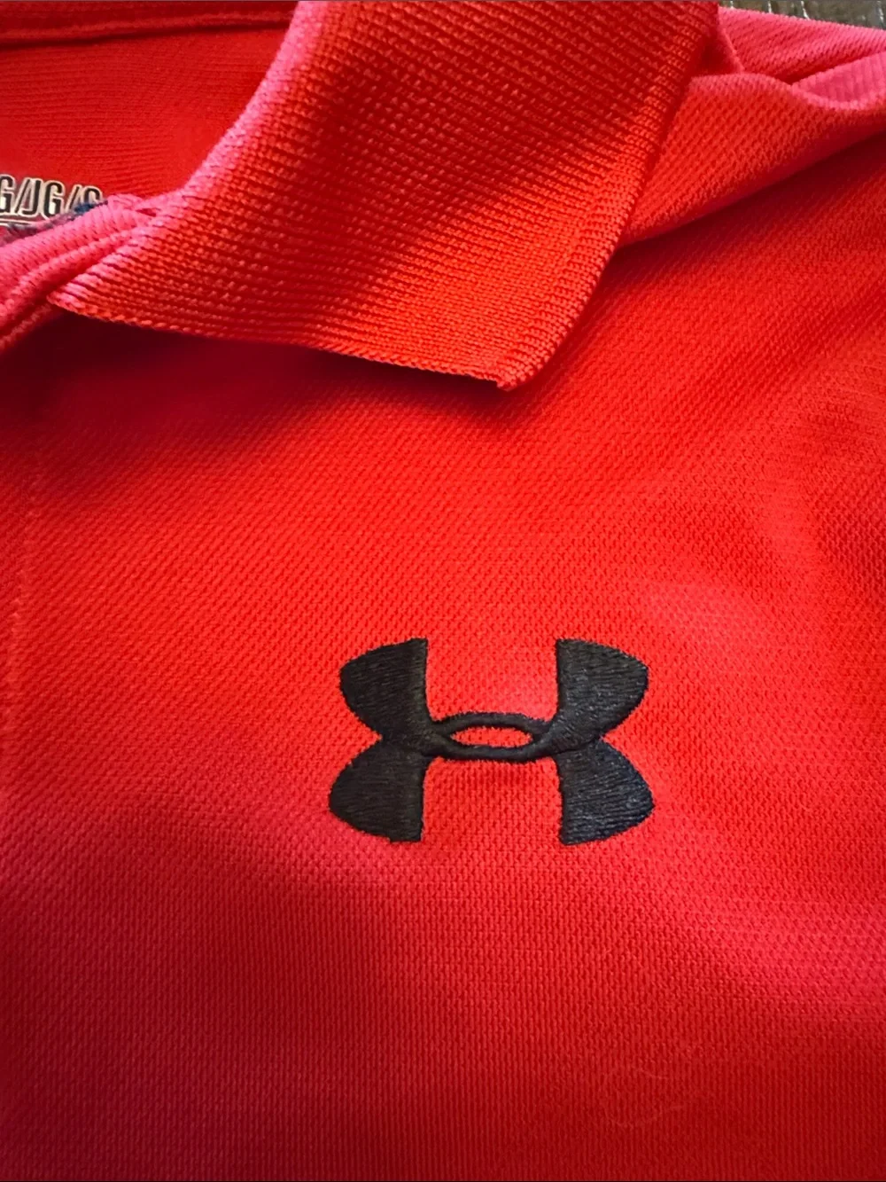 Under Armour Boys Bright Red Polo with Black Logo